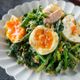 子供も喜ぶ♡『ほうれん草と半熟卵の胡麻味噌ツナサラダ』