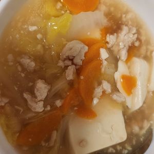 椎茸きの子の作ってみた!投稿(ぽかぽかヘルシー♪『豆腐と白菜のそぼろあん』)