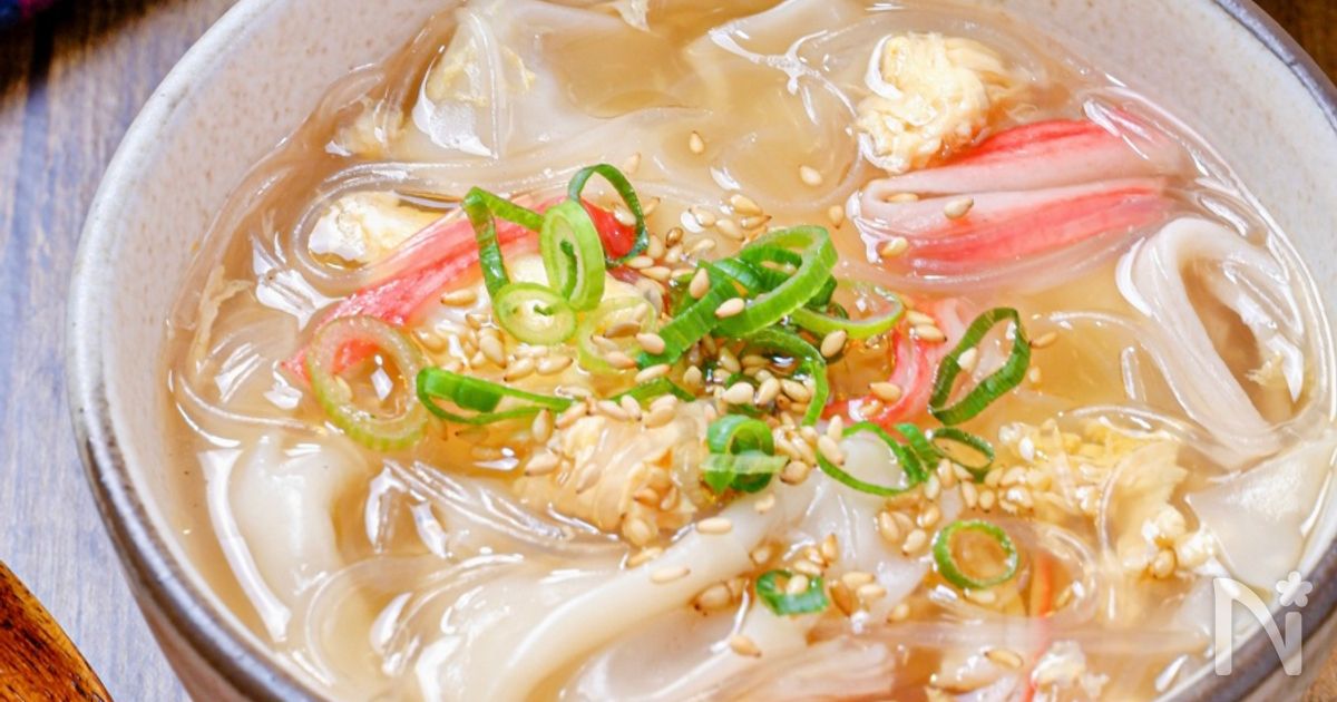 【ワンタン春雨スープ】つるんと美味しい♡食べる中華風スープ♬