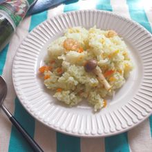 炊飯器で!バジル香るエビピラフ