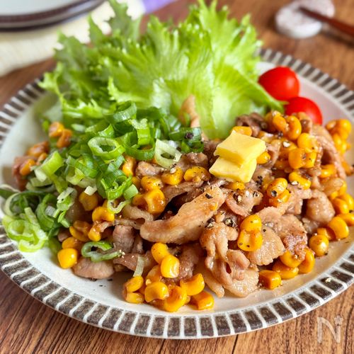 ごはんにぴったり♪【豚こまとコーンのバター甘辛炒め】