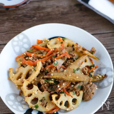 れんこんとごぼうの大葉味噌炒め【ご飯も進む副菜おかずレシピ】