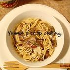 レンチンパスタ。ポルチーニ茸とチーズのスパゲッティ