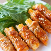 【長芋のシャキシャキ肉巻き】熱々を美味しく食べよう😋