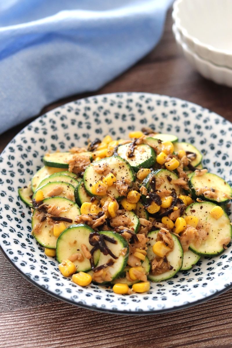 ちょっぱや～超簡単♡ズッキーニのツナコーン塩昆布炒め レシピサイトNadia