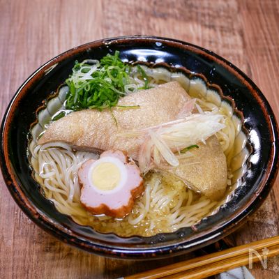 甘いきつねで食べる冷やしうどん