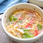 カニカマレタスのかき玉スープ♩5分で！包丁要らずの即席スープ