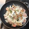 ワンパンで簡単!きのこと鶏出汁のオイルパスタの工程2