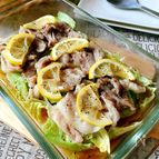 春キャベツと豚バラ肉の重ね蒸し(レモン風味)