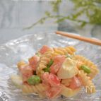 カニ缶でトマトと玉子のマカロニサラダ