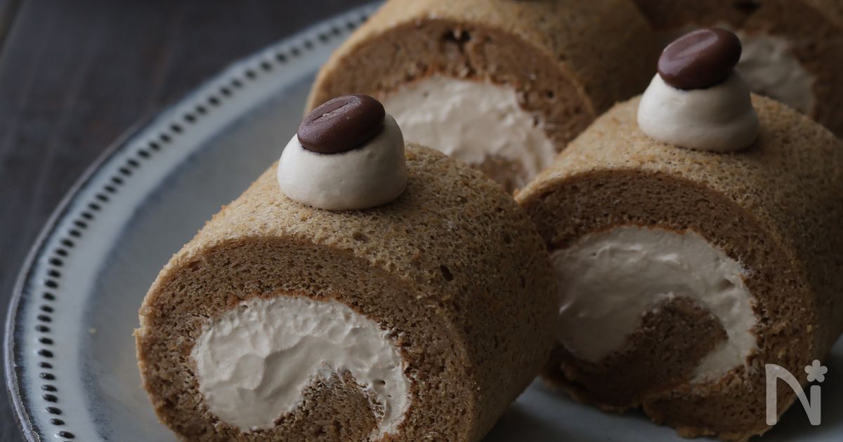 ふわしゅわビター♪米粉のコーヒーロールケーキ