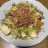 ももの作ってみた!投稿(豚こまと絹厚揚げとキャベツのおかかごまマヨ炒め)