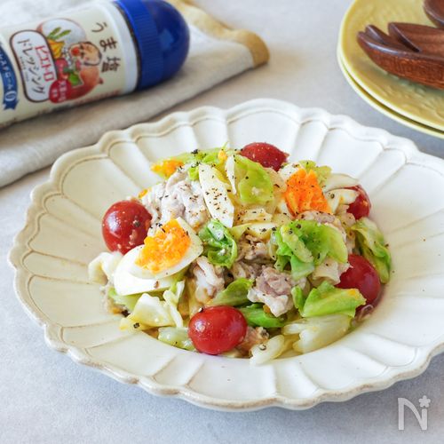 【やみつき!】春キャベツと豚しゃぶのうま塩デリサラダ