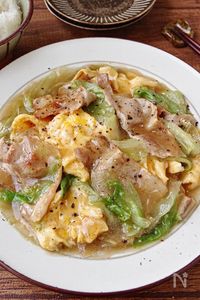 【豚たまレタスの中華あん炒め】とろうま！丼にしても美味しい！
