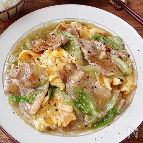【豚たまレタスの中華あん炒め】とろうま!丼にしても美味しい!