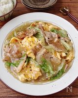 【豚たまレタスの中華あん炒め】とろうま!丼にしても美味しい!
