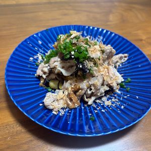 こむぎの作ってみた!投稿(止まらない！新定番【焼きナス梅しゃぶ】白だしぽん酢で超簡単♪)