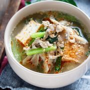厚揚げと小松菜と舞茸のごま味噌スープ【#包丁不要】