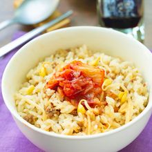 韓国ごはん【豆もやしとひき肉の炊き込みご飯】