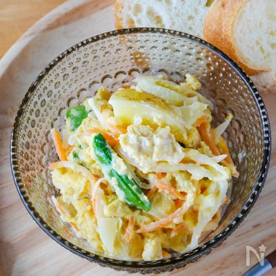 ゴロゴロ春野菜のレンチン卵サラダ
