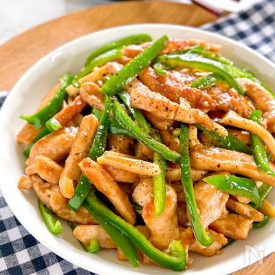 【鶏むね肉で青椒肉絲】少しのコツでパサつきなし