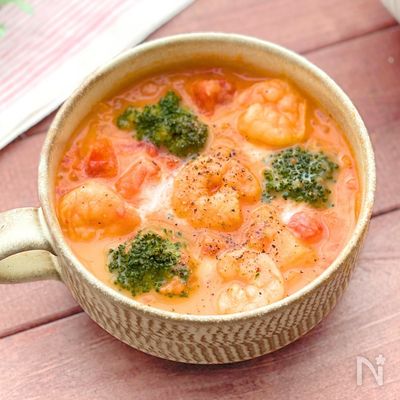 【えびのトマトクリームスープ】濃厚コクうま♡褒められレシピ♡