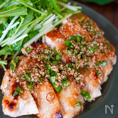 鶏むね肉の揚げない油淋鶏♪