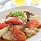 鶏肉と野菜のめんバタ炒め