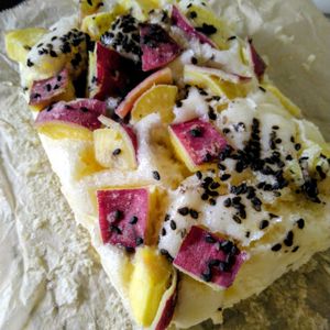 464689の作ってみた!投稿(ふわモチさつまいも蒸しパン│卵なし＆米粉入り！蒸し器不要！)