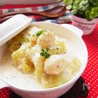 ベーコンキャベツ巻きとホクホクにんにくのクリーム煮