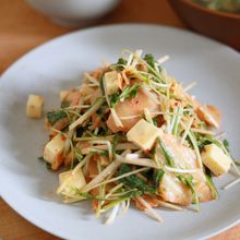 秒で完成！水菜とキムチのチーズサラダ