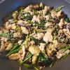 ヒラメの作ってみた!投稿(ご飯がもりもり進む!【茄子とほうれん草の豚こま甘酢炒め】)