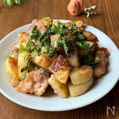 鶏と長芋の白だし炒め