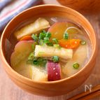 【さつまいもと油揚げのお味噌汁】やさしい甘味が味噌と合う！
