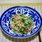 三つ葉とカニカマ、もやしの塩昆布和え