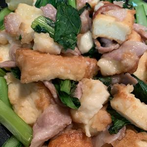 1114007の作ってみた!投稿(【らくレピ】豚肉と絹厚揚げと小松菜のスタミナ旨だれ炒め)