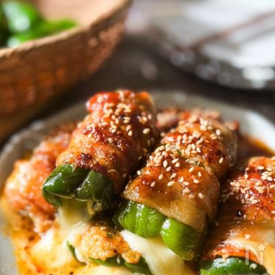 包丁いらずでワンパン！ピーマンチーズ肉巻き