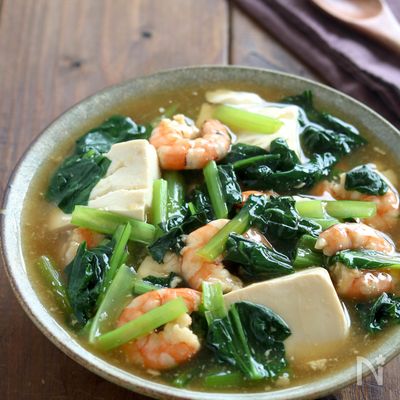 あったかとろり『小松菜とえびの豆腐あんかけ』