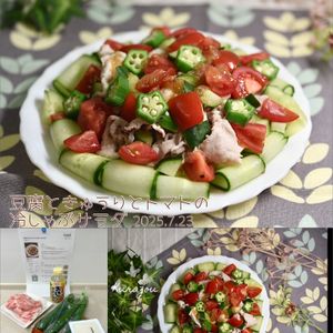 クラ蔵の作ってみた!投稿(豆腐ときゅうりとトマトの冷しゃぶサラダ)