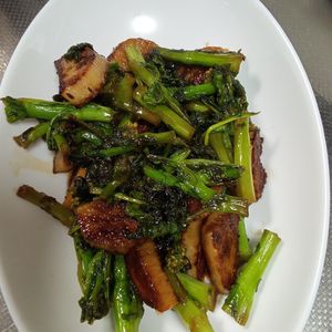 鶏皮坊主の作ってみた!投稿(菜の花と長いものてり焼き)