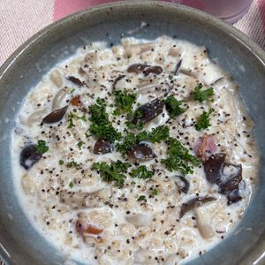 ゆっこの作ってみた!投稿(レンジで簡単♪きのことオートミールのミルクリゾット)