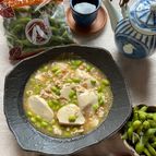 トロトロ絹豆腐と枝豆のそぼろあん