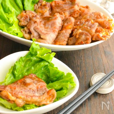 【レタス包み】牛肉のキムチチーズ焼き