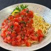 楽ラク手抜キッチン🐶🐾の作ってみた!投稿(『トマトとレモンの冷製パスタ』暑い日はこういうの。)