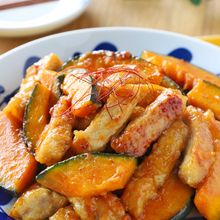 ボリューム満点＊豚ロース肉とかぼちゃのオイスター炒め