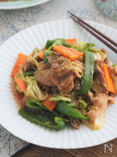 豚こまときゃべつのにんにく味噌炒め【作り置き・10分】