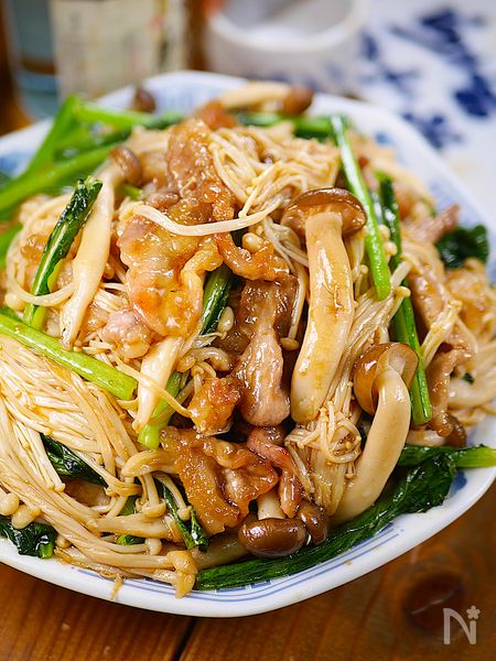 甘酢っぱうま🤩🍚きのこたっぷり♪秋のポン酢肉野菜炒め🍄