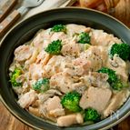 【むね肉とベーコンのクリーム煮】下処理なしで驚くやわらかさ♡