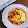うどんスープで作れちゃう！トマトときゅうりの冷製レモンパスタの工程4