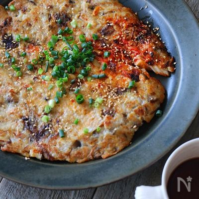 超簡単！ヘルシーで大満足♩【きのこ豆腐チヂミ】腸活にも♩